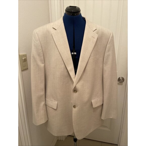 Chaps Other - CHAPS 48R Basket weave Cream Sport Coat Poly Viscose Men Blazer 2 Button Jacket